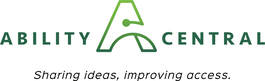 Ability Central logo, green text reads Ability Central, smaller balck text  reads Sharing Ideas, improving access